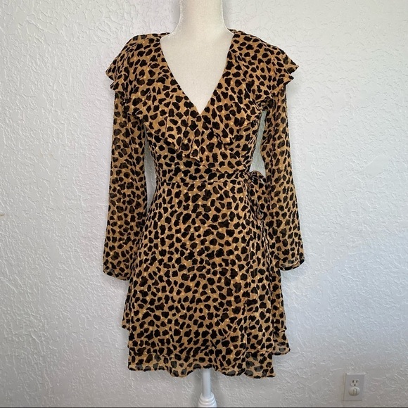 Free People Frenchie Animal Leopard Print Wrap Dress Size XS - Picture 5 of 12